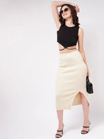 Solid Basic Crop Top With Tie-Up