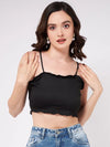 Solid Strappy Basic Rib Crop Top-ZL6210-XS