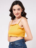 Solid Strappy Basic Rib Crop Top-ZL6210YLW-XS