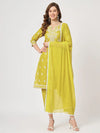 Embroidered Kurta With Matching Pants And Lace Detailed Dupatta Set-PKC10183-S