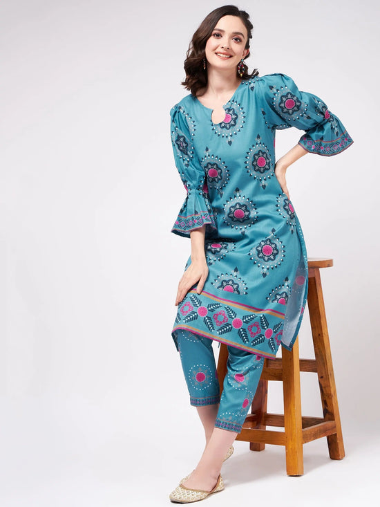 Digital Printed Stylish Kurta With Matching Pants