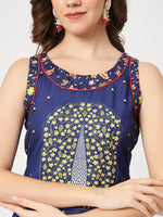 Mughal Printed Sleeveless Kurta-PK4326YLW-S