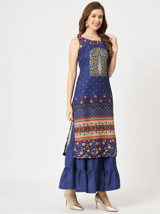 Mughal Printed Sleeveless Kurta-PK4326YLW-S