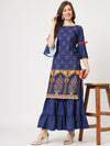 Mughal Printed Kurta With Sharara Pants-PKC10073YLW-S