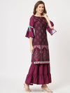 Mughal Printed Kurta With Sharara Pants-PKC10073PNK-S