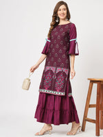 Mughal Printed Kurta With Sharara Pants-PKC10073PNK-S