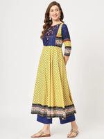 Mughal Printed Flared Kurta-PK4324YLW-S