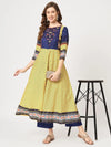 Mughal Printed Flared Kurta-PK4324YLW-S