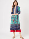 Mughal Straight Kurta With Crew Neck-PK4321NVY-S