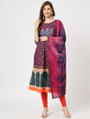 Mughal Flared Kurta With Tie-Dye Dupatta-PK4323NVY-S