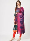 Mughal Flared Kurta With Tie-Dye Dupatta-PK4323NVY-S