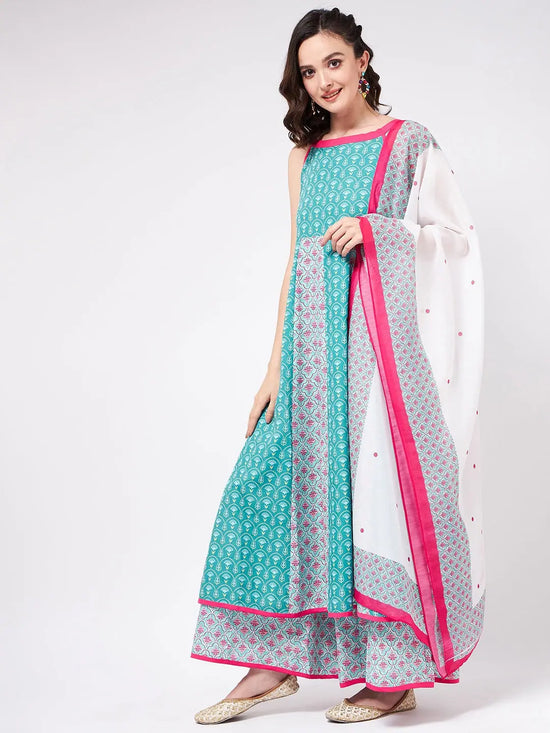 Jaipur Haat Kalidaar Kurta With Dupatta And Palazzo Pants