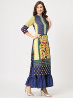 Mughal Straight Kurta With Crew Neck-PK4321YLW-S