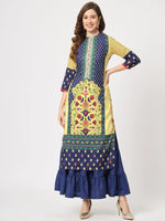 Mughal Straight Kurta With Crew Neck-PK4321YLW-S