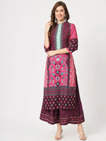 Mughal Straight Kurta With Crew Neck-PK4321PNK-S