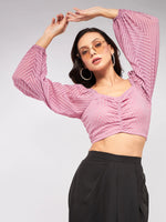 Self Design Crop Top With Baggy Sleeves