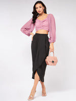 Self Design Crop Top With Baggy Sleeves