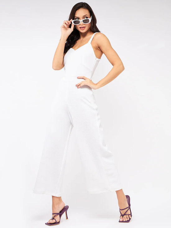 Solid Strappy Sweetheart Neck Jumpsuit