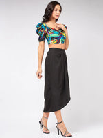 Picasso Printed Top With Dhoti Skirt Set