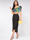 Picasso Printed Top With Dhoti Skirt Set