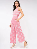 Cotton Printed Sleeveless Jumpsuit-PKJS621PINK-XS