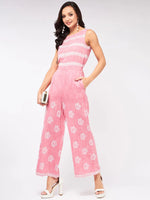 Cotton Printed Sleeveless Jumpsuit-PKJS621PINK-XS