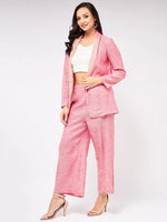 Solid Pastel Blazer And Pant Set-ZLCO10020PINK-XS