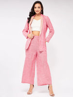 Solid Pastel Blazer And Pant Set-ZLCO10020PINK-XS