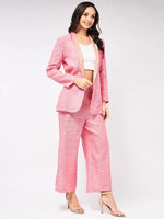 Solid Pastel Blazer And Pant Set-ZLCO10020PINK-XS