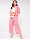 Solid Pastel Blazer And Pant Set-ZLCO10020PINK-XS