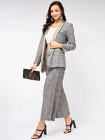 Solid Pastel Blazer And Pant Set-ZLCO10020GREY-XS