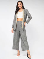 Solid Pastel Blazer And Pant Set-ZLCO10020GREY-XS