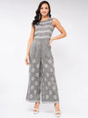 Cotton Printed Sleeveless Jumpsuit-PKJS621GREY-XS