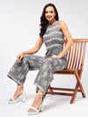 Cotton Printed Sleeveless Jumpsuit-PKJS621GREY-XS