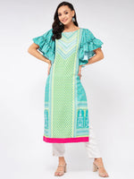 Jaipur Haat Placement Kurta With Flared Sleeves-PK4404-S