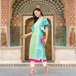 Jaipur Haat Placement Kurta With Flared Sleeves-PK4404-S