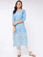 Madhubani Block Printed Chambray Kurta-PK4268BLUE-S