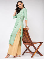 Self Design Festive Kurta With Side Dori Details