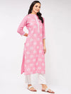 Lotus Printed Chambray Kurta-PK4266PINK-S