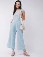 Chambray Front Embroidered Jumpsuit-PKJS640-XS