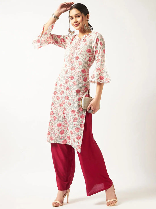 Printed Kurta With Bell Sleeves-PK4482-S