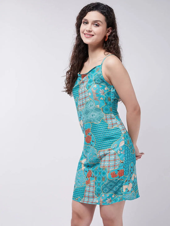 Women's Printed Sleeveless Cowl Dress