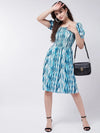 Women's Tye-Dye Printed Square Neck Dress