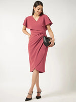 Fit And Flare Dress With Front Overlaping