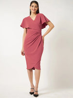 Fit And Flare Dress With Front Overlaping