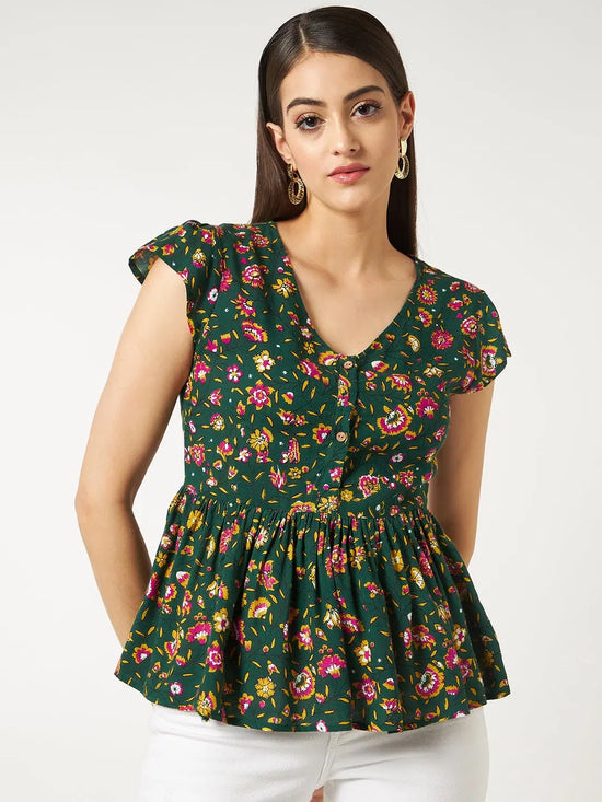 Floral Printed Peplum Top