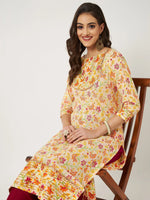 Printed Kurta With Gold Lace Details