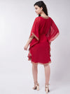 Red Kaftan Dress With Lace Details