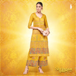 Shringaar Mustard V-Neck Block Printed Festive Kurta With Palazzo