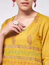 Shringaar Mustard V-Neck Block Printed Festive Kurta With Palazzo